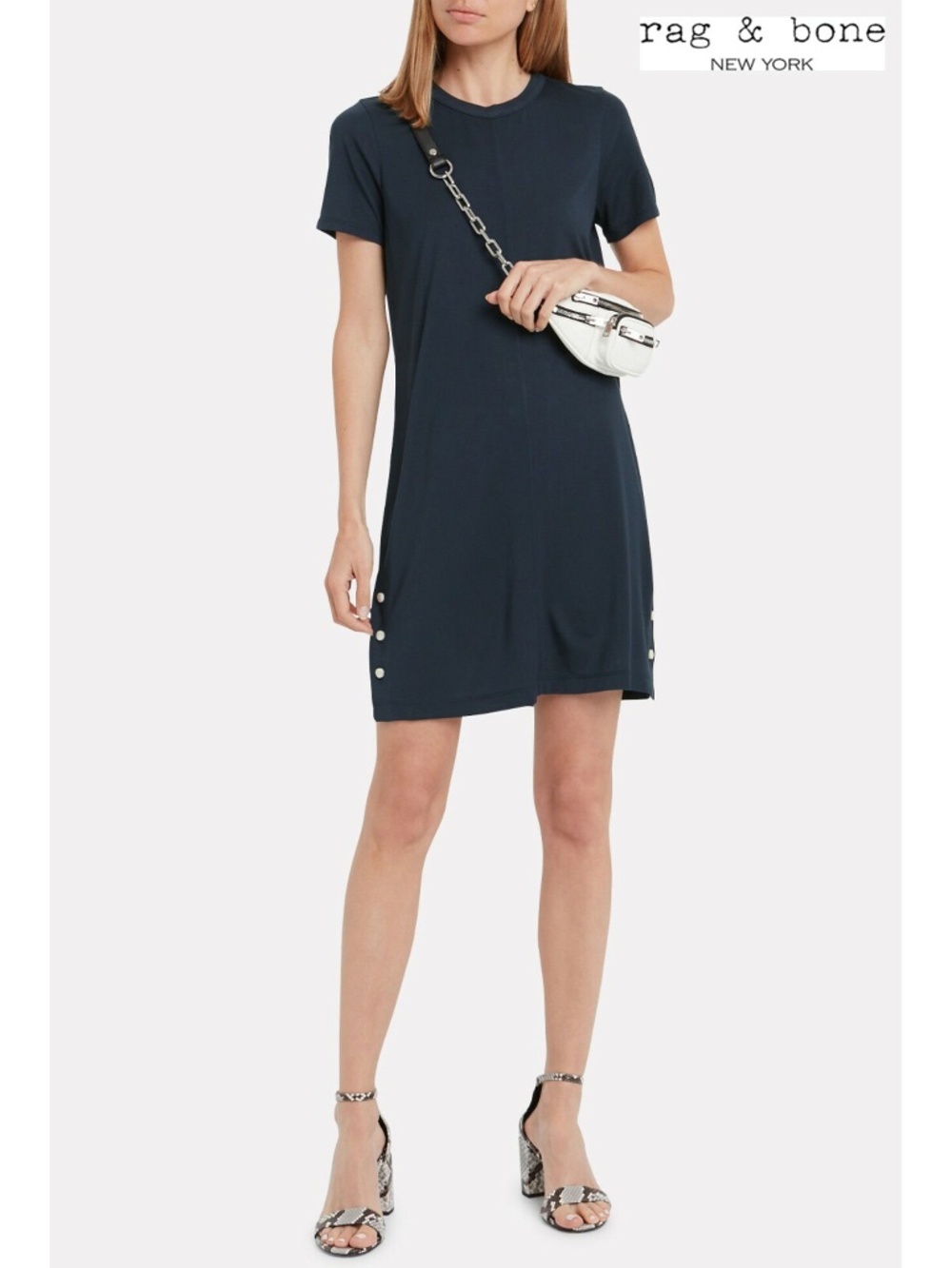 RAG & BONE WOMEN NWT ALLEGRA VISCOSE BLEND JERSEY SALUTE T-SHIRT MINI DRESS. XS